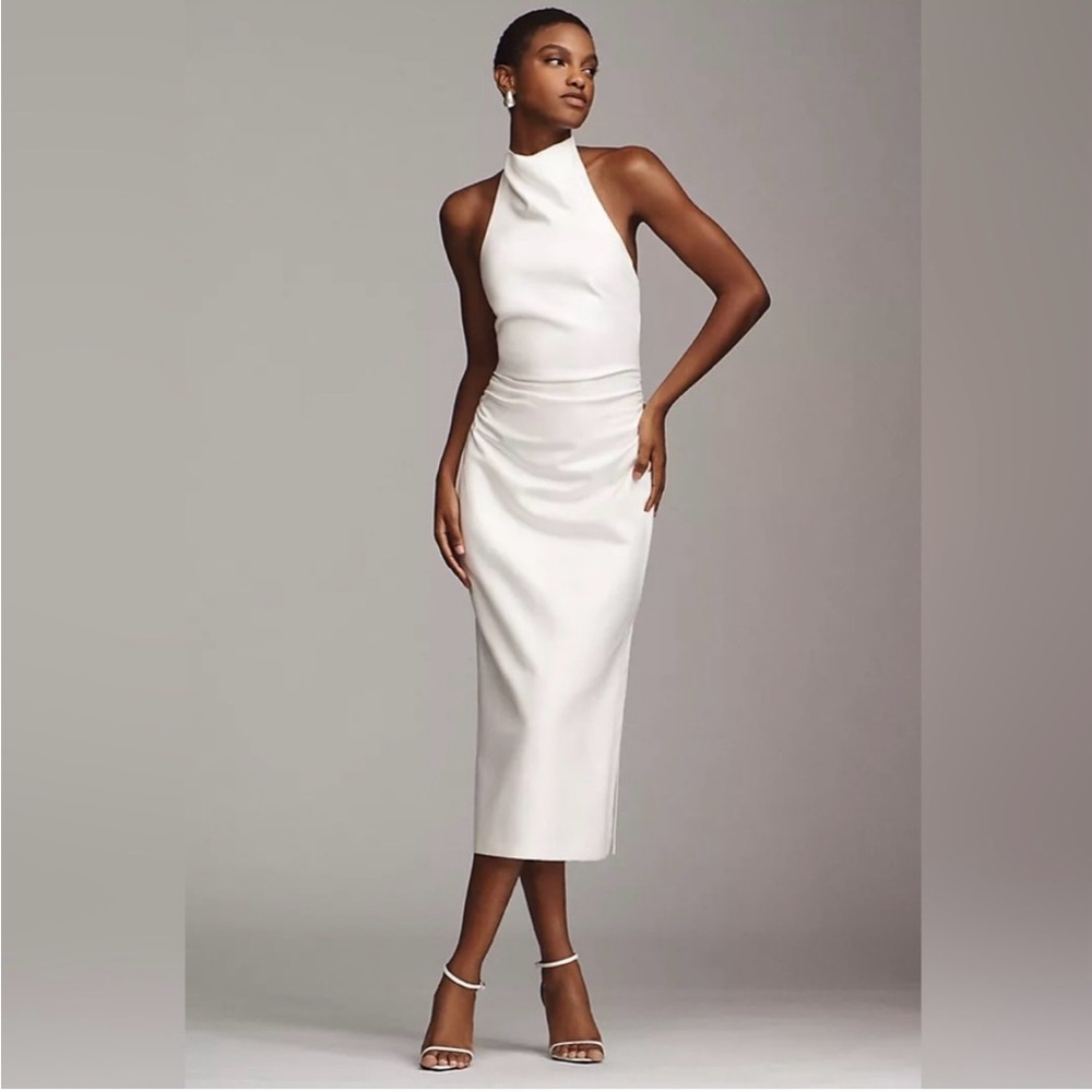 Elegant White Halter Dress